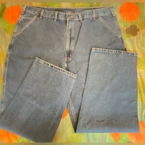 Carhartt Denim Work Dungaree Fit Jeans B13 DST  Mens 44 X 34 Blue Carpenter